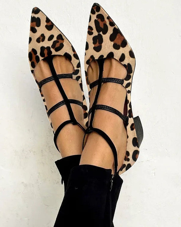 Barbra | Heeled Shoes with Leopard Strap