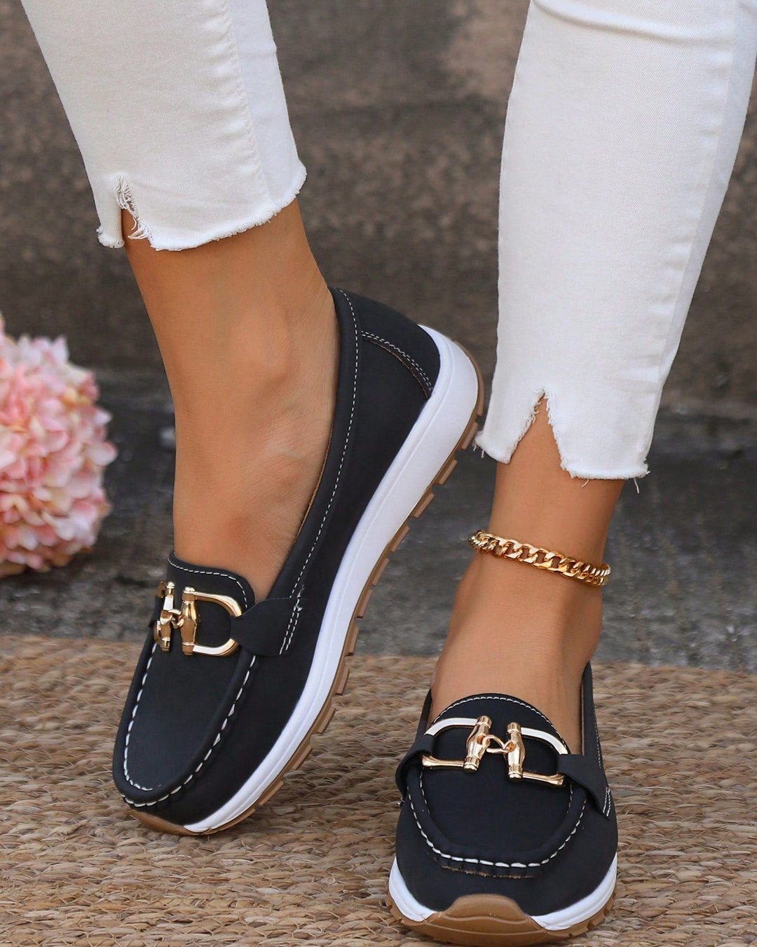 Oksana | Flat Moccasins with Buckle