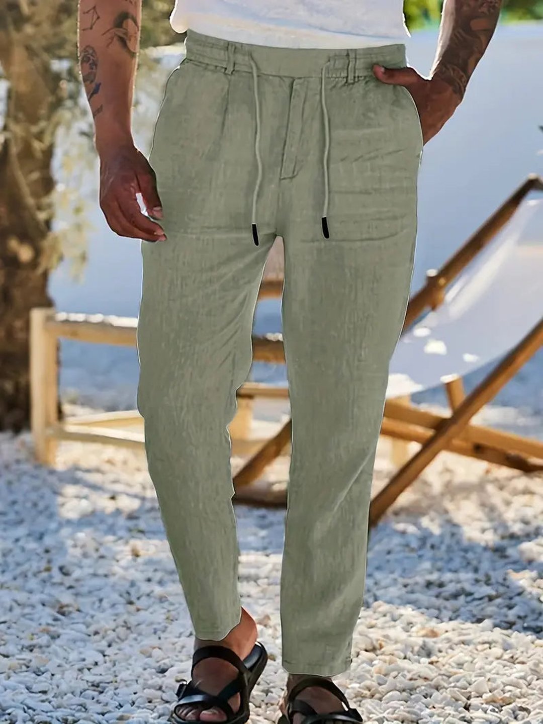 Otis | Wide Linen Drawstring Pants