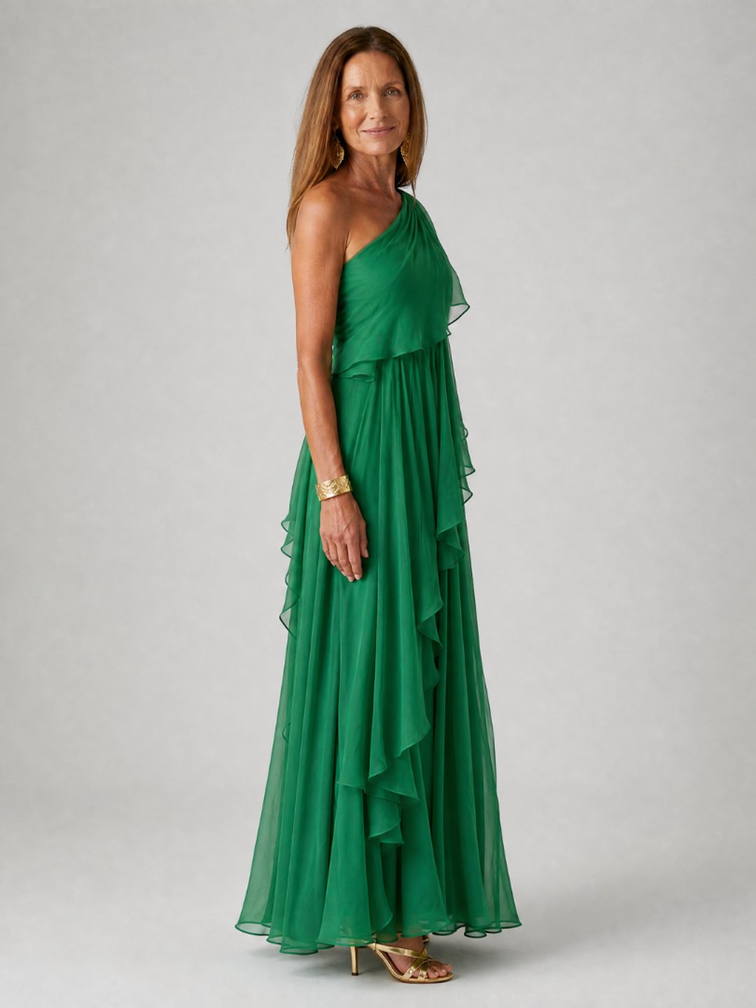 Isobel | One-Shoulder Chiffon Maxi Dress