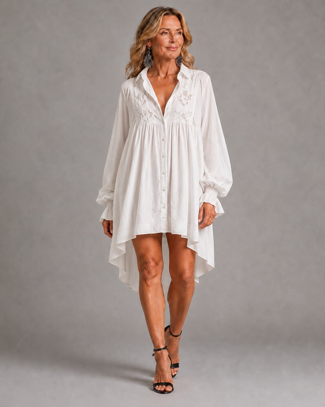 Grayden | Lace Shirt Mini Dress