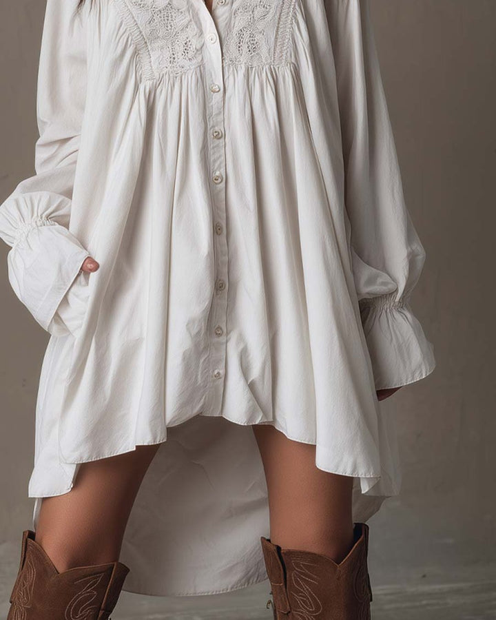 Grayden | Lace Shirt Mini Dress