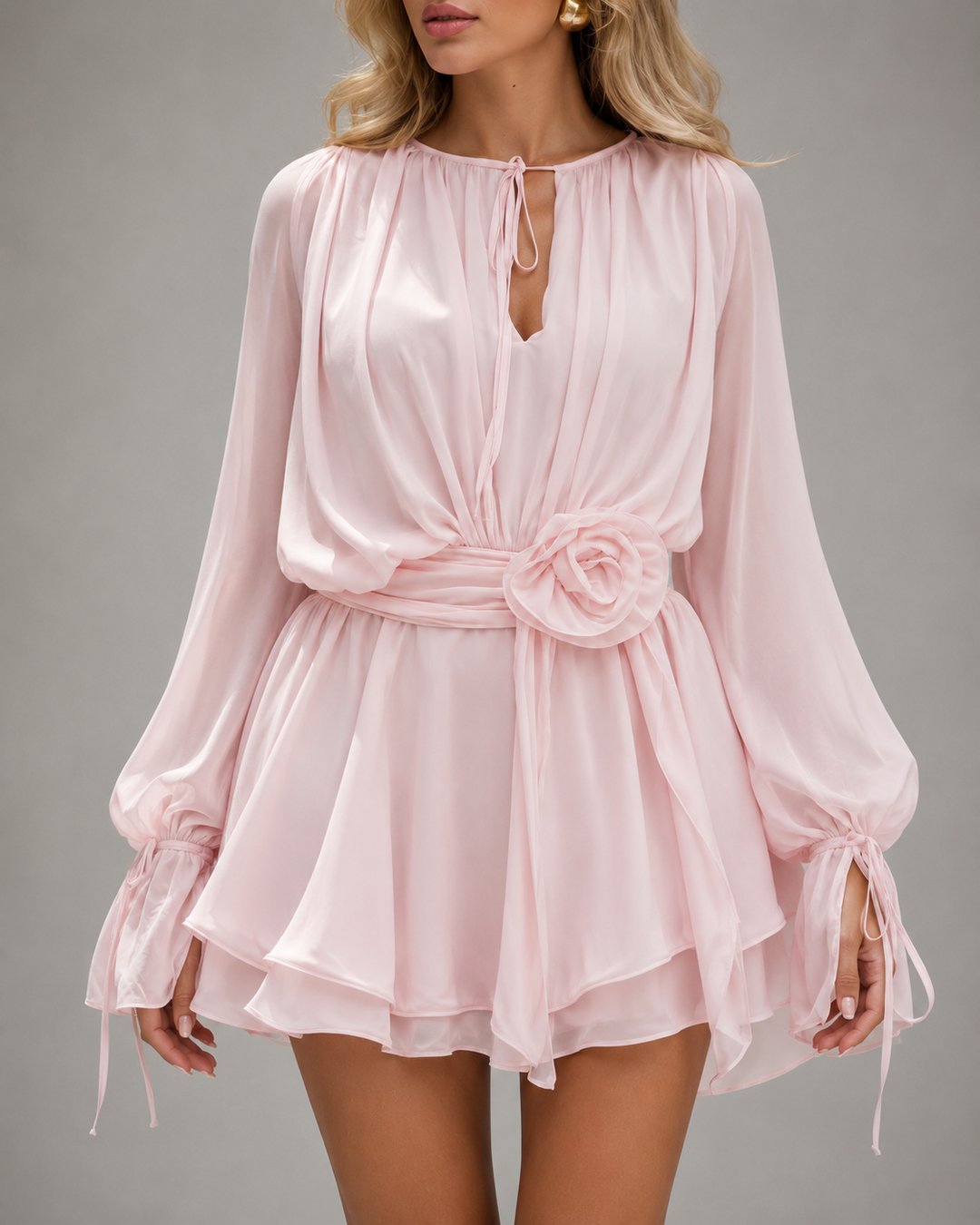 Jaysti | Romantic Mini Dress with Floral Waist