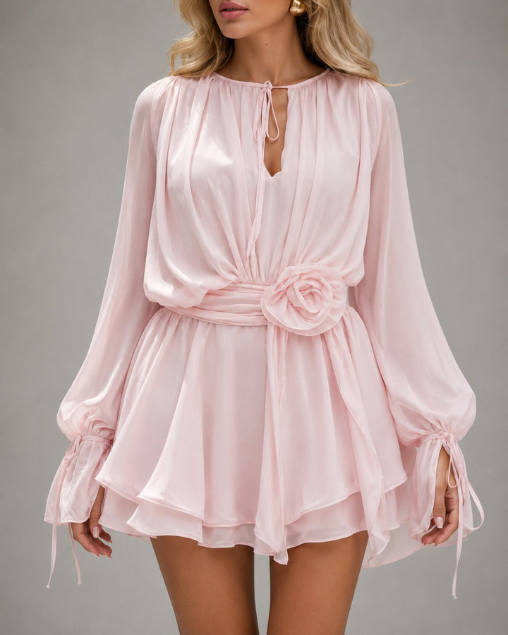 Jaysti | Romantic Mini Dress with Floral Waist