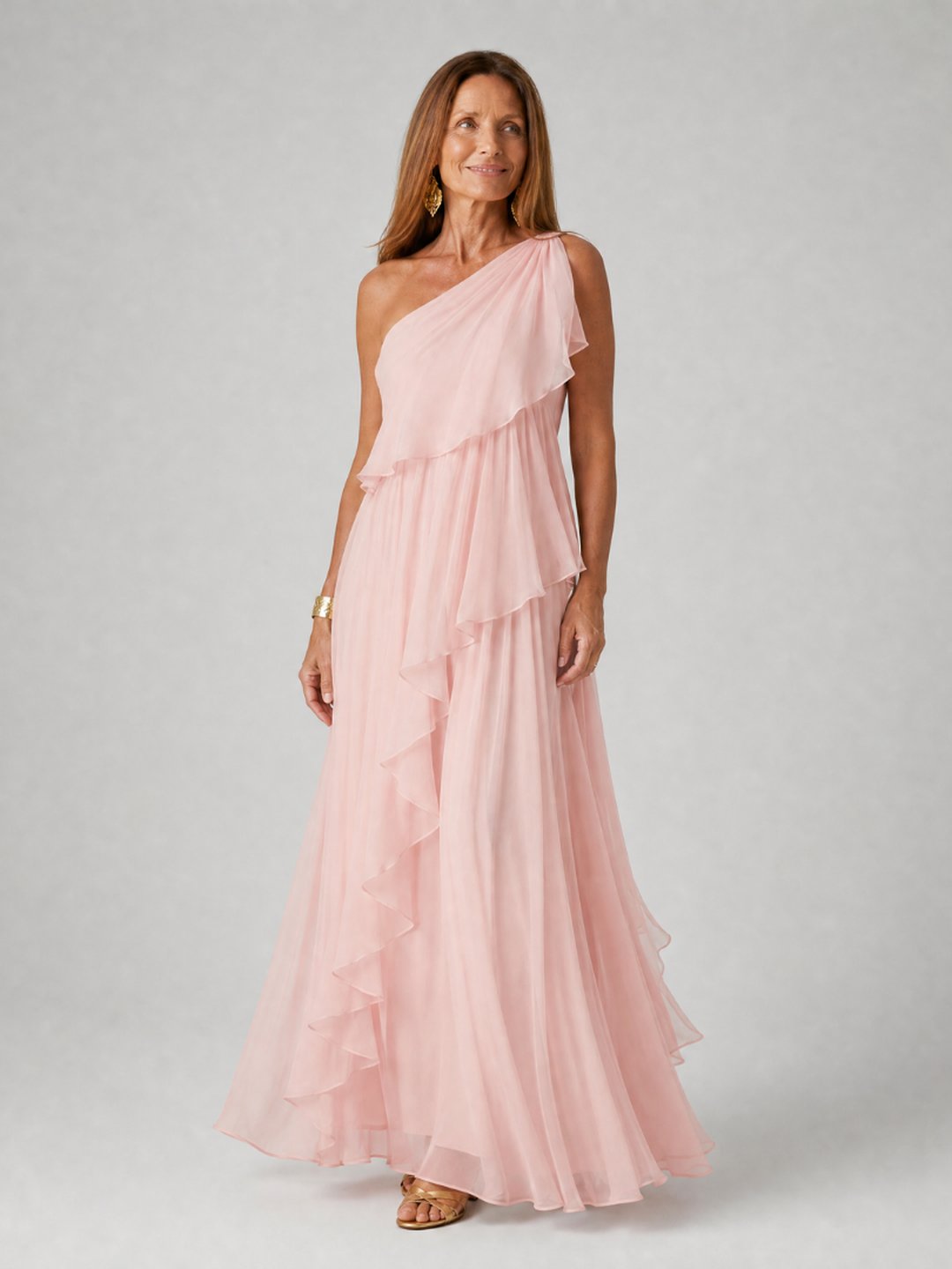 Isobel | One-Shoulder Chiffon Maxi Dress