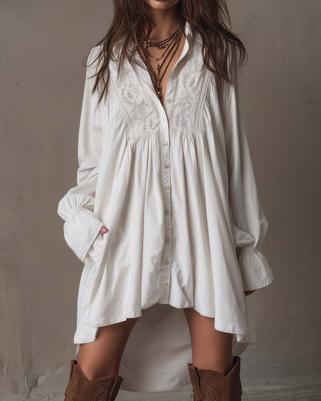 Grayden | Lace Shirt Mini Dress