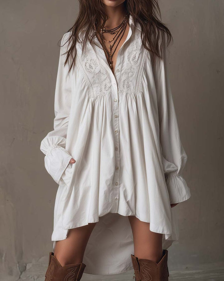Grayden | Lace Shirt Mini Dress