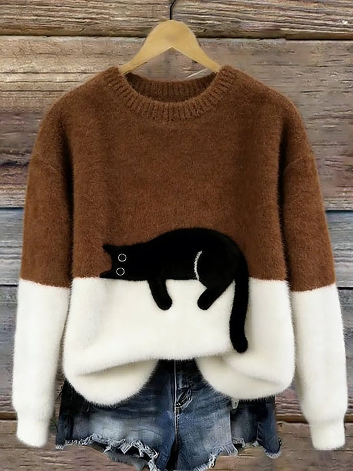 Jocelyne | Elegant Cat Print Oversized Sweater
