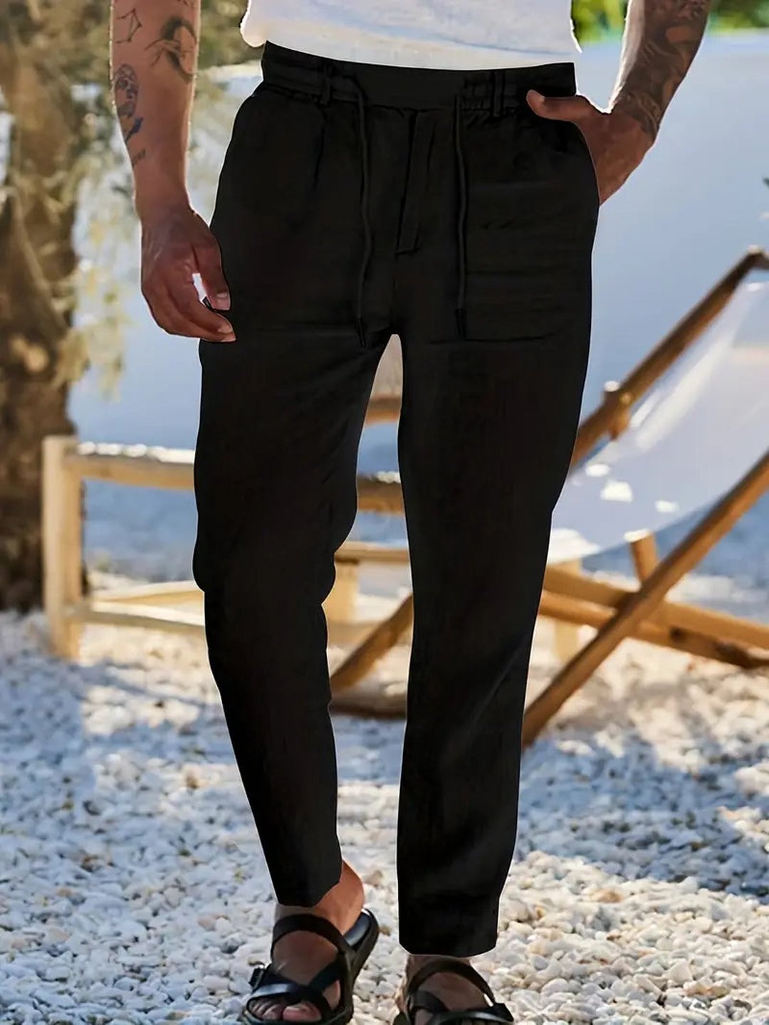 Otis | Wide Linen Drawstring Pants