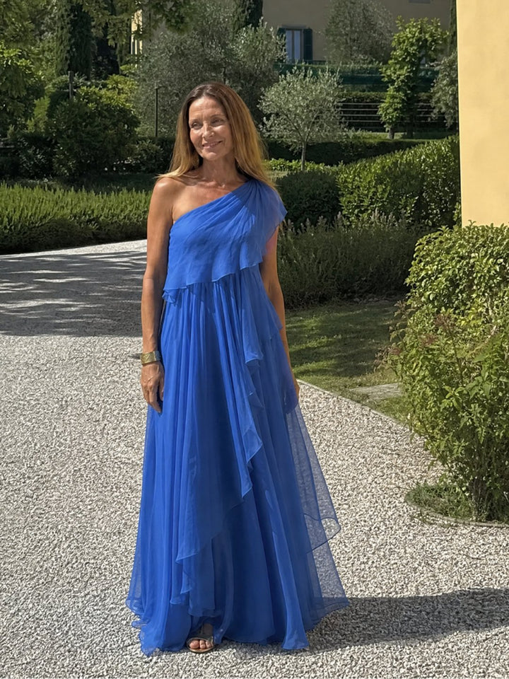Isobel | One-Shoulder Chiffon Maxi Dress