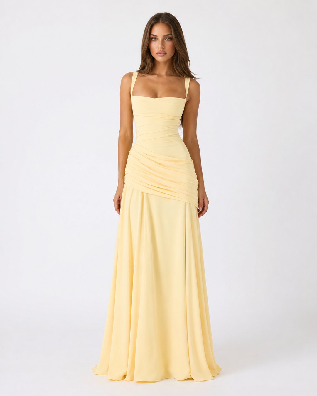 Phoebe | Maxi Dress With Ruched Square Neckline