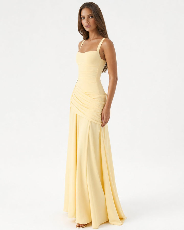 Phoebe | Maxi Dress With Ruched Square Neckline