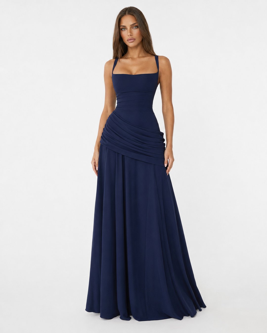 Phoebe | Maxi Dress With Ruched Square Neckline