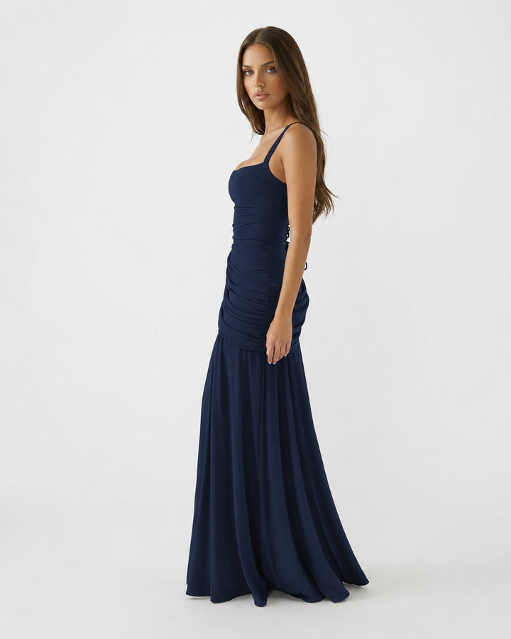 Phoebe | Maxi Dress With Ruched Square Neckline