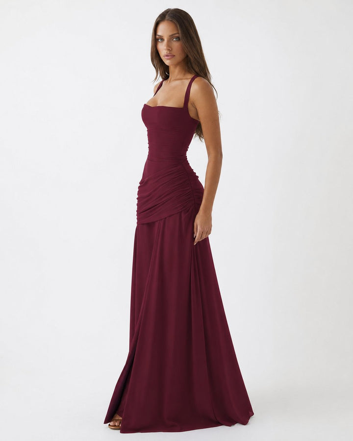 Phoebe | Maxi Dress With Ruched Square Neckline