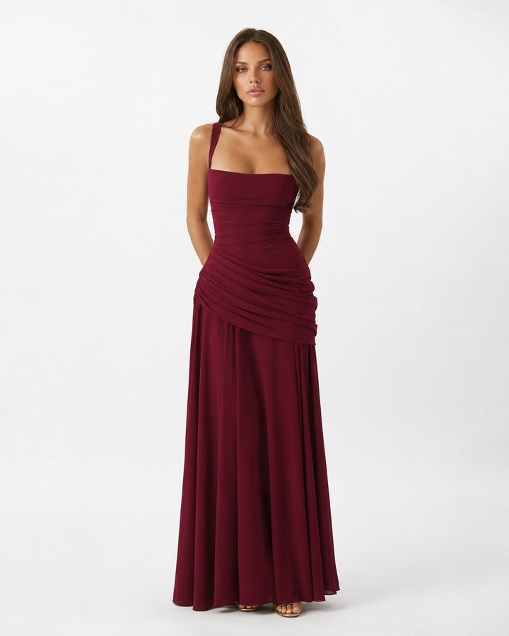 Phoebe | Maxi Dress With Ruched Square Neckline