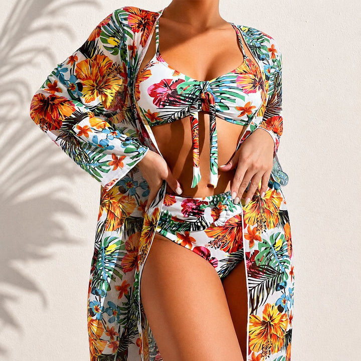 Frederica | Elegant Tropical Three-Piece Bikini