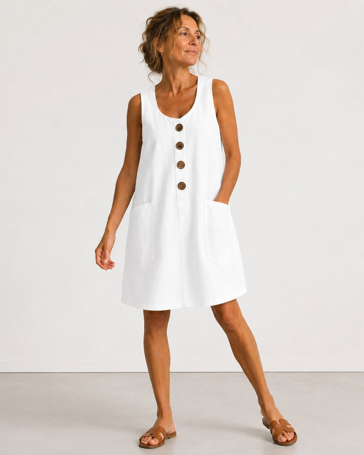Roseanne | Sleeveless Button-Front Mini Dress