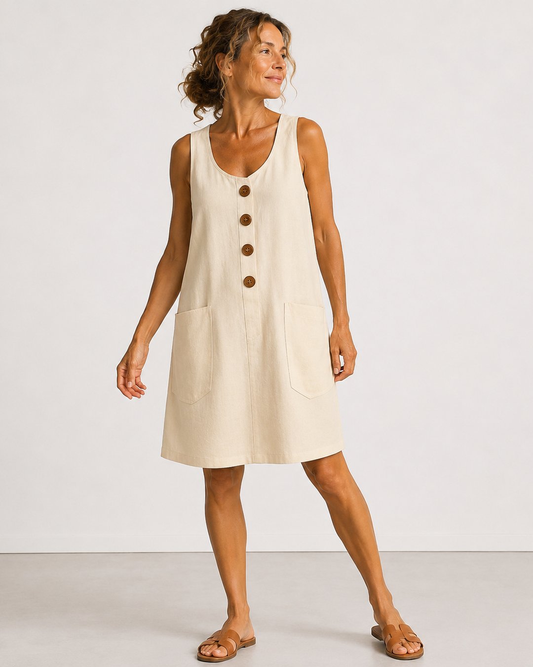 Roseanne | Sleeveless Button-Front Mini Dress