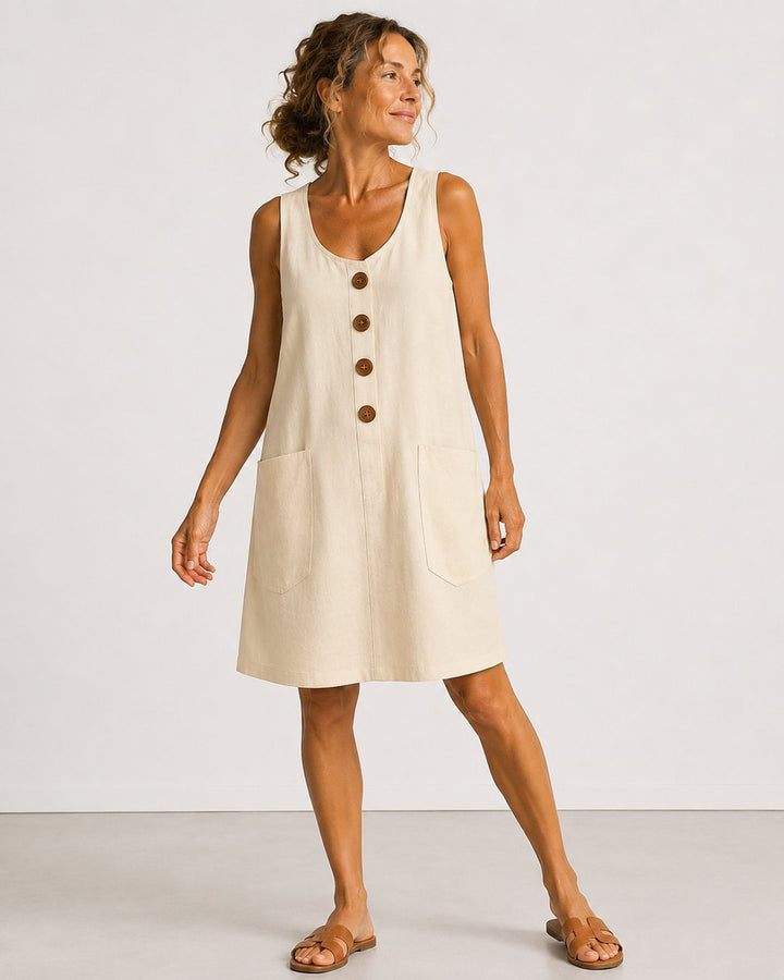 Roseanne | Sleeveless Button-Front Mini Dress