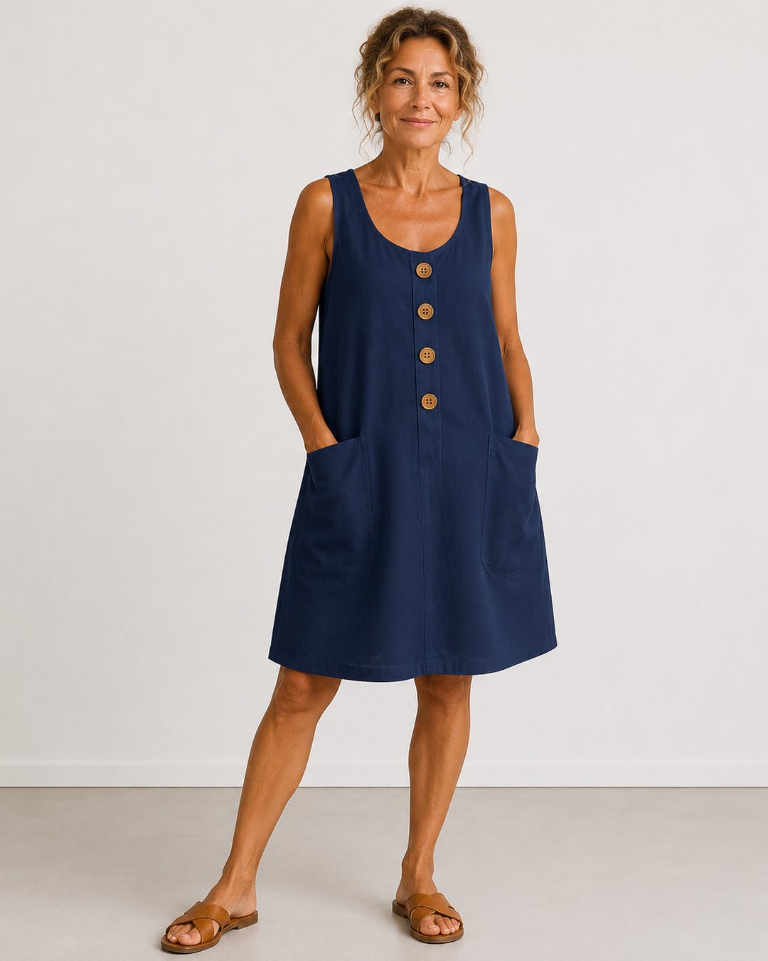 Roseanne | Sleeveless Button-Front Mini Dress