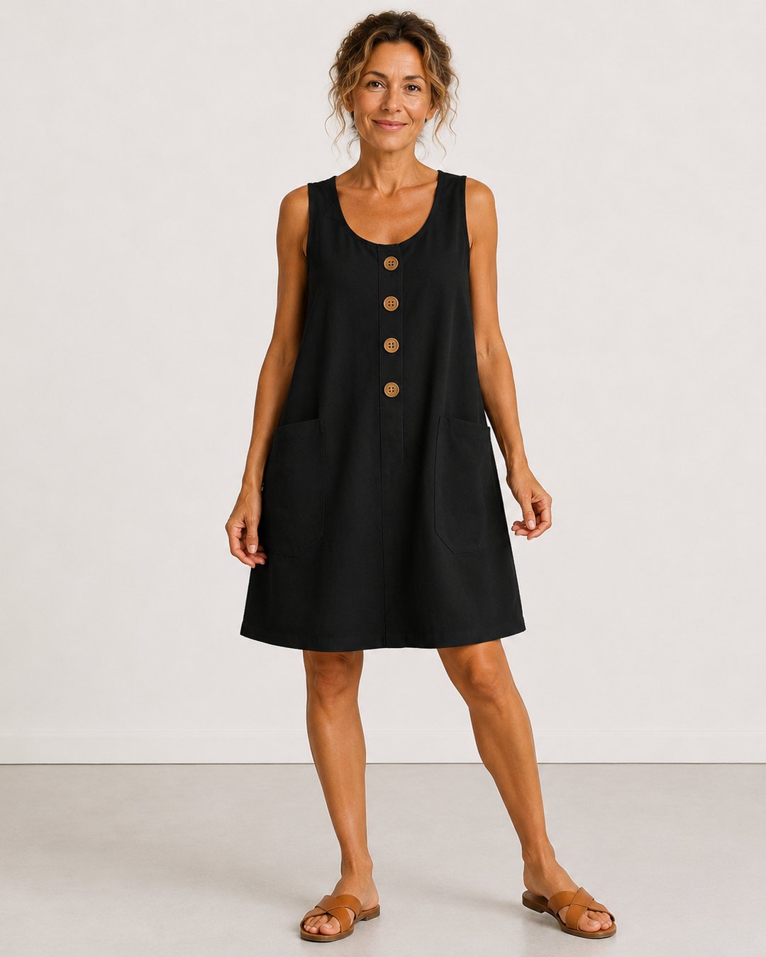 Roseanne | Sleeveless Button-Front Mini Dress