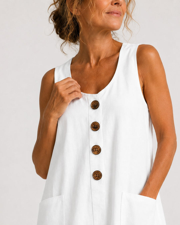Roseanne | Sleeveless Button-Front Mini Dress