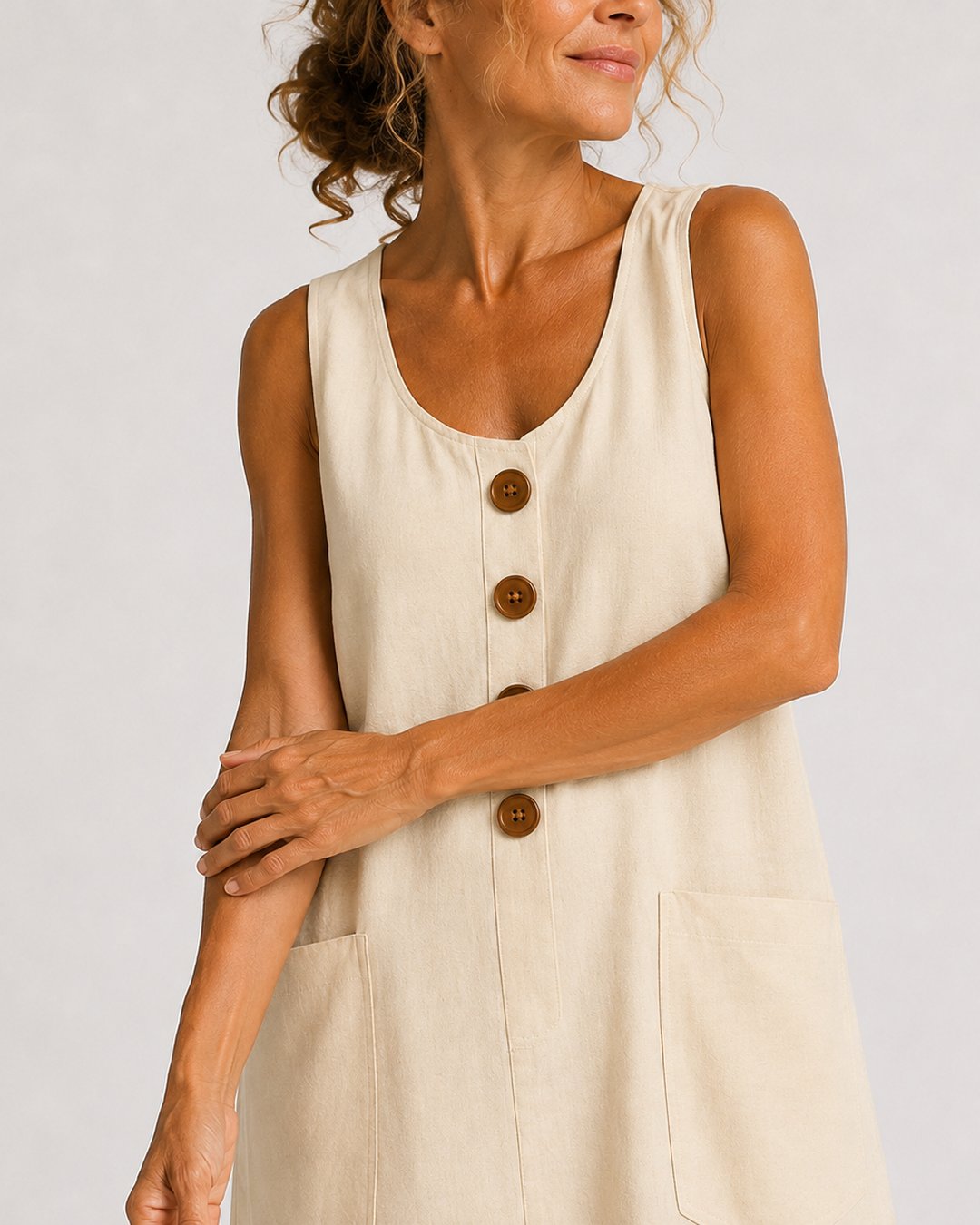 Roseanne | Sleeveless Button-Front Mini Dress