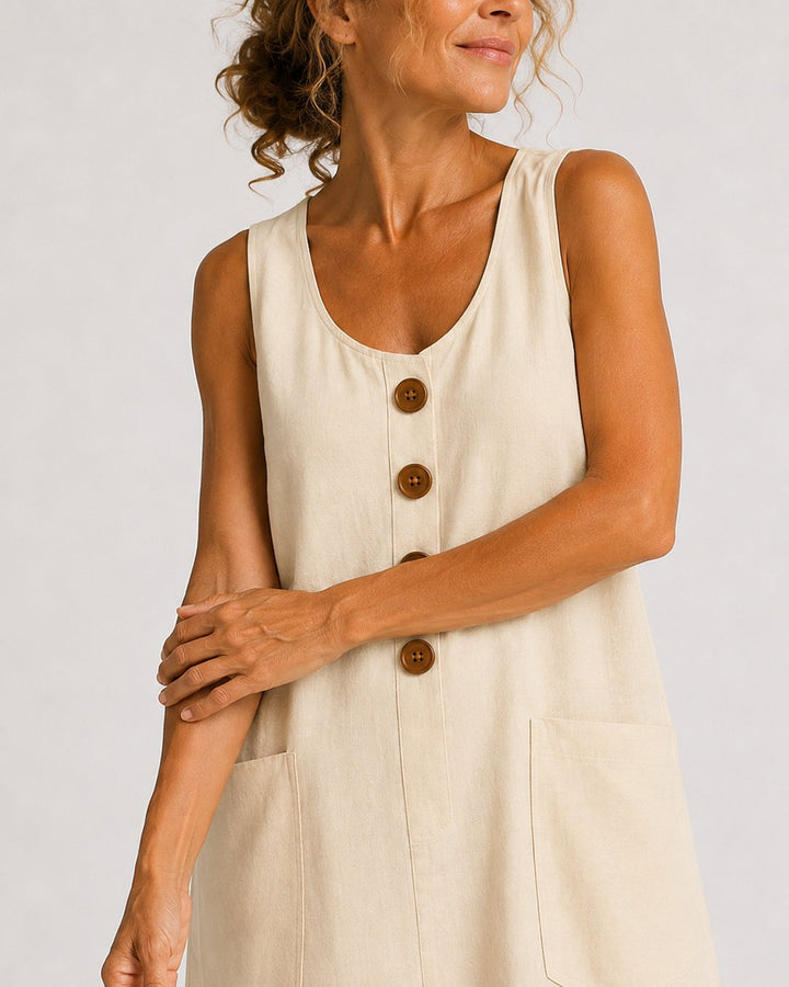 Roseanne | Sleeveless Button-Front Mini Dress