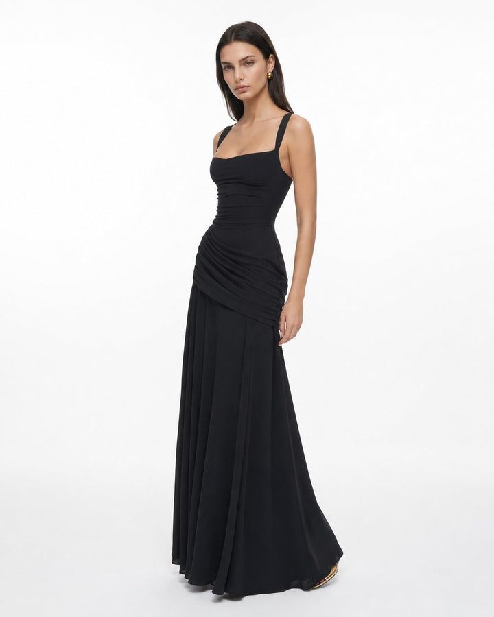 Phoebe | Maxi Dress With Ruched Square Neckline