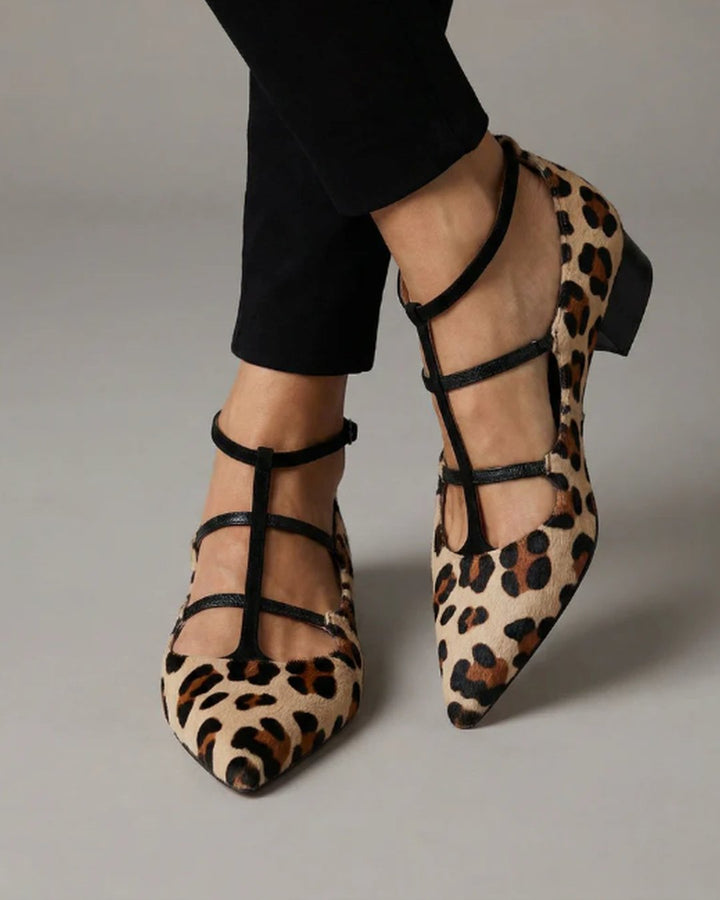 Barbra | Heeled Shoes with Leopard Strap