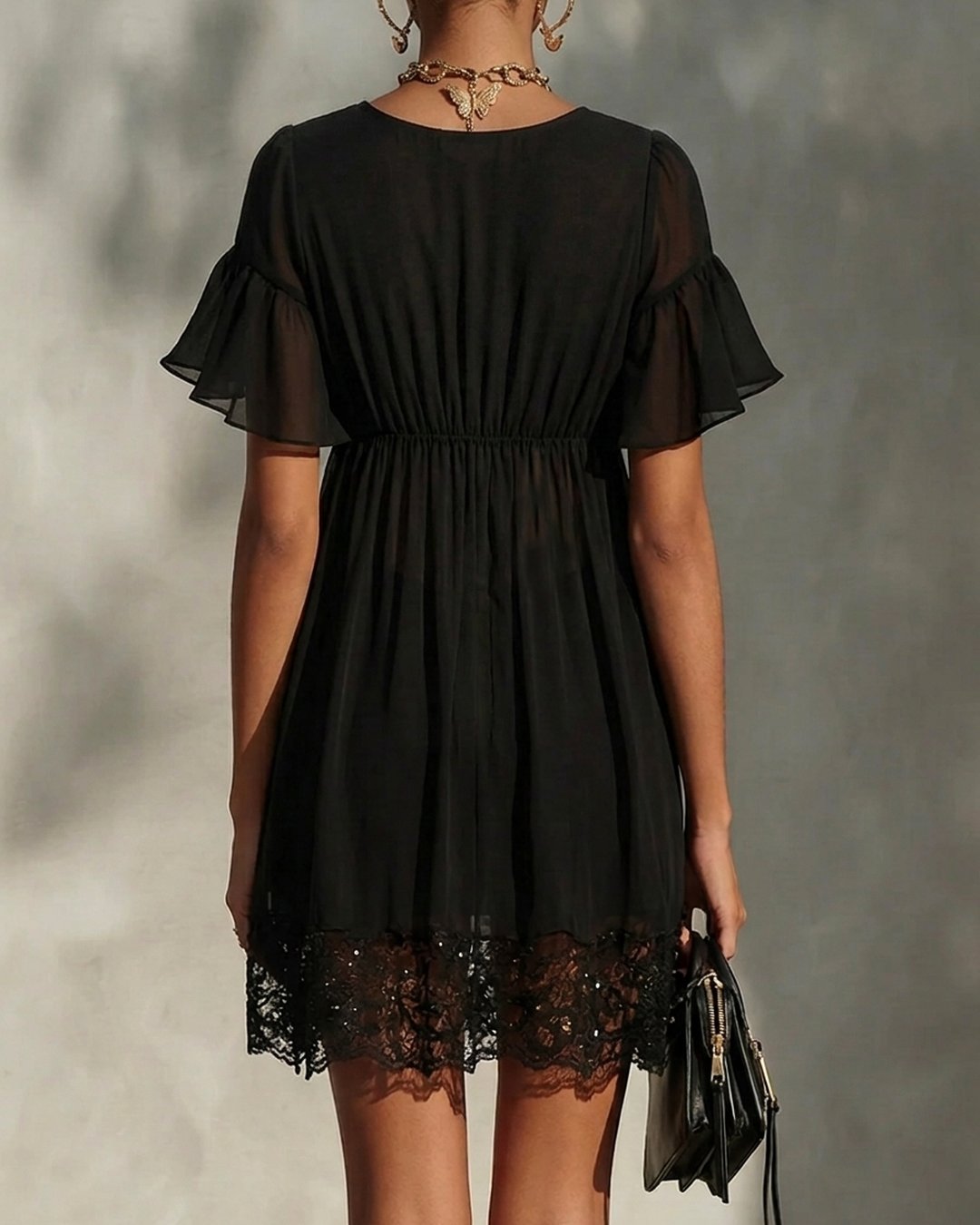 Jayvae | Zip-Front Lace Mini Dress