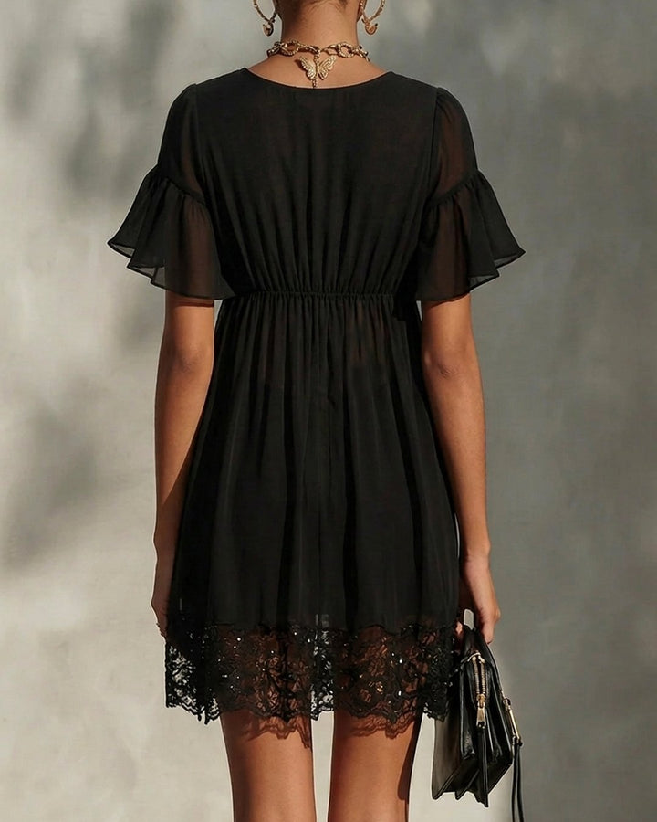 Jayvae | Zip-Front Lace Mini Dress