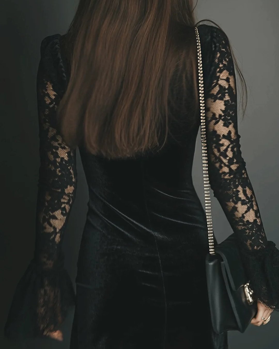 Jaynar | Velvet and Lace Mini Dress