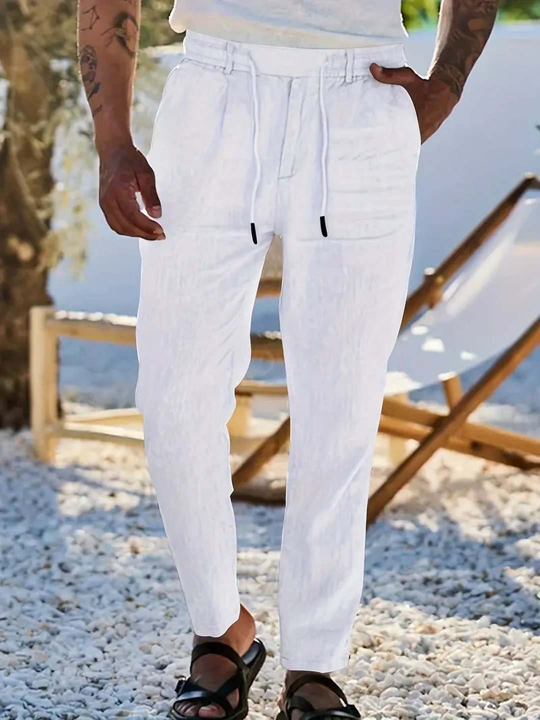 Otis | Wide Linen Drawstring Pants