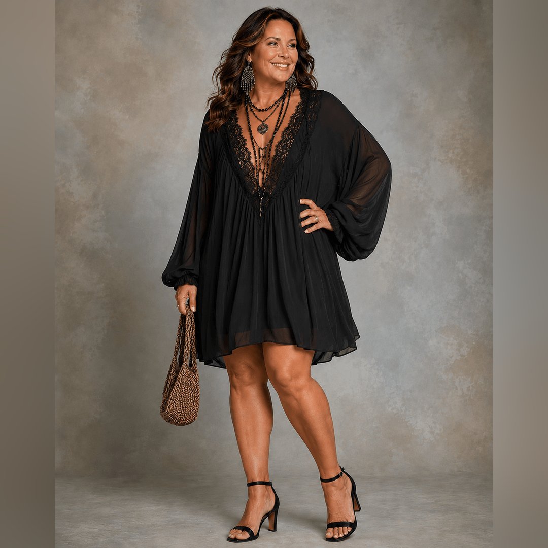 Tallie | Black Chiffon Halter Mini Dress