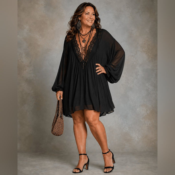 Tallie | Black Chiffon Halter Mini Dress