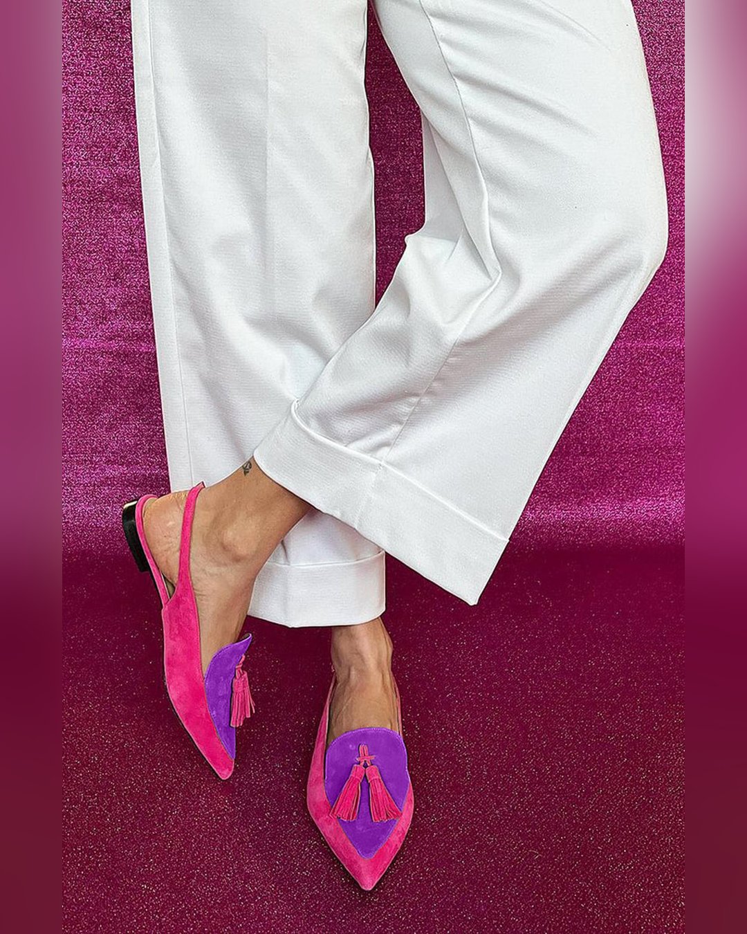 Euphemia | Fringe Ballet Flats with Ankle Strap