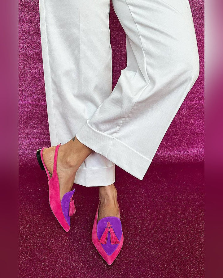 Euphemia | Fringe Ballet Flats with Ankle Strap