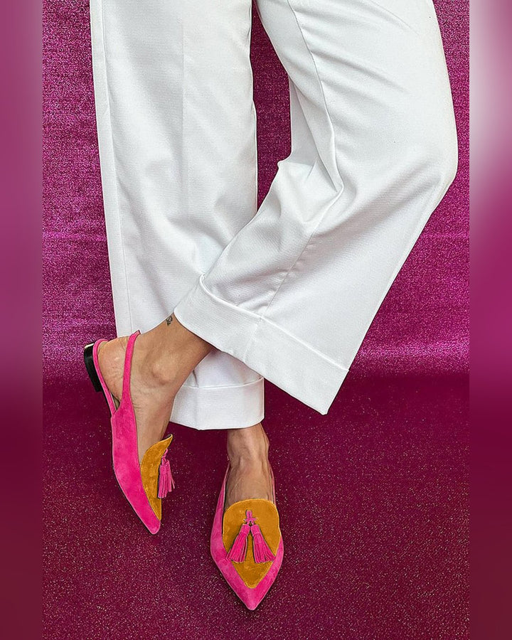 Euphemia | Fringe Ballet Flats with Ankle Strap
