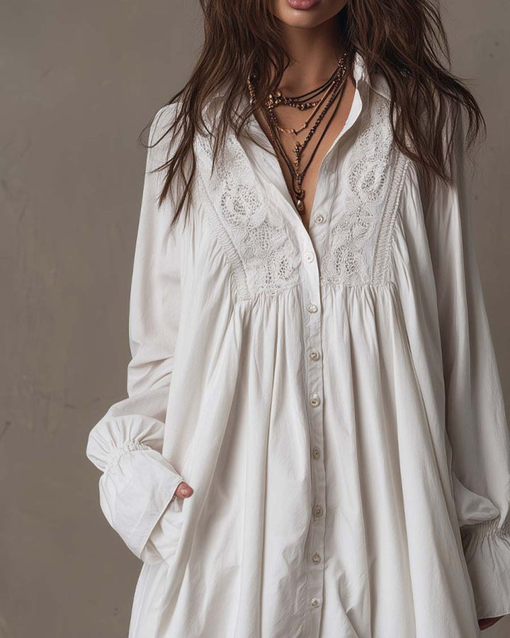 Grayden | Lace Shirt Mini Dress
