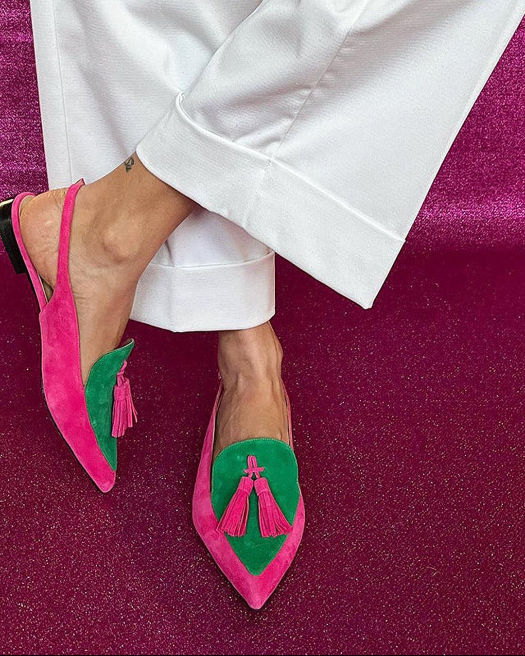 Euphemia | Fringe Ballet Flats with Ankle Strap