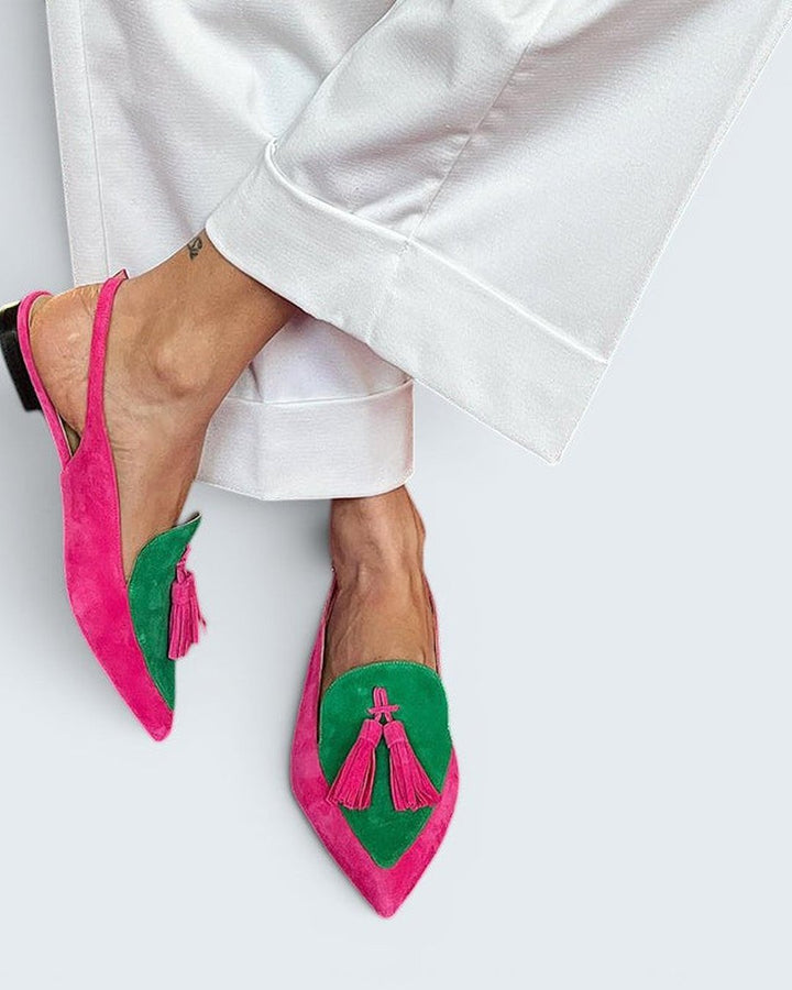 Euphemia | Fringe Ballet Flats with Ankle Strap