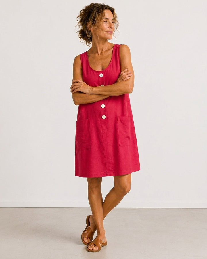Roseanne | Sleeveless Button-Front Mini Dress
