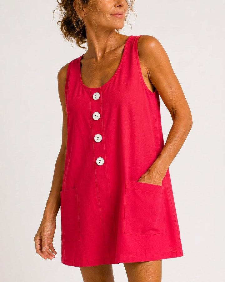 Roseanne | Sleeveless Button-Front Mini Dress