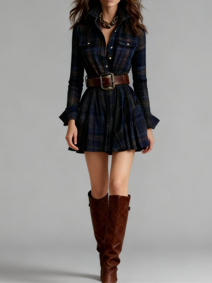 Jayminique | Red and Brown Checked Mini Dress