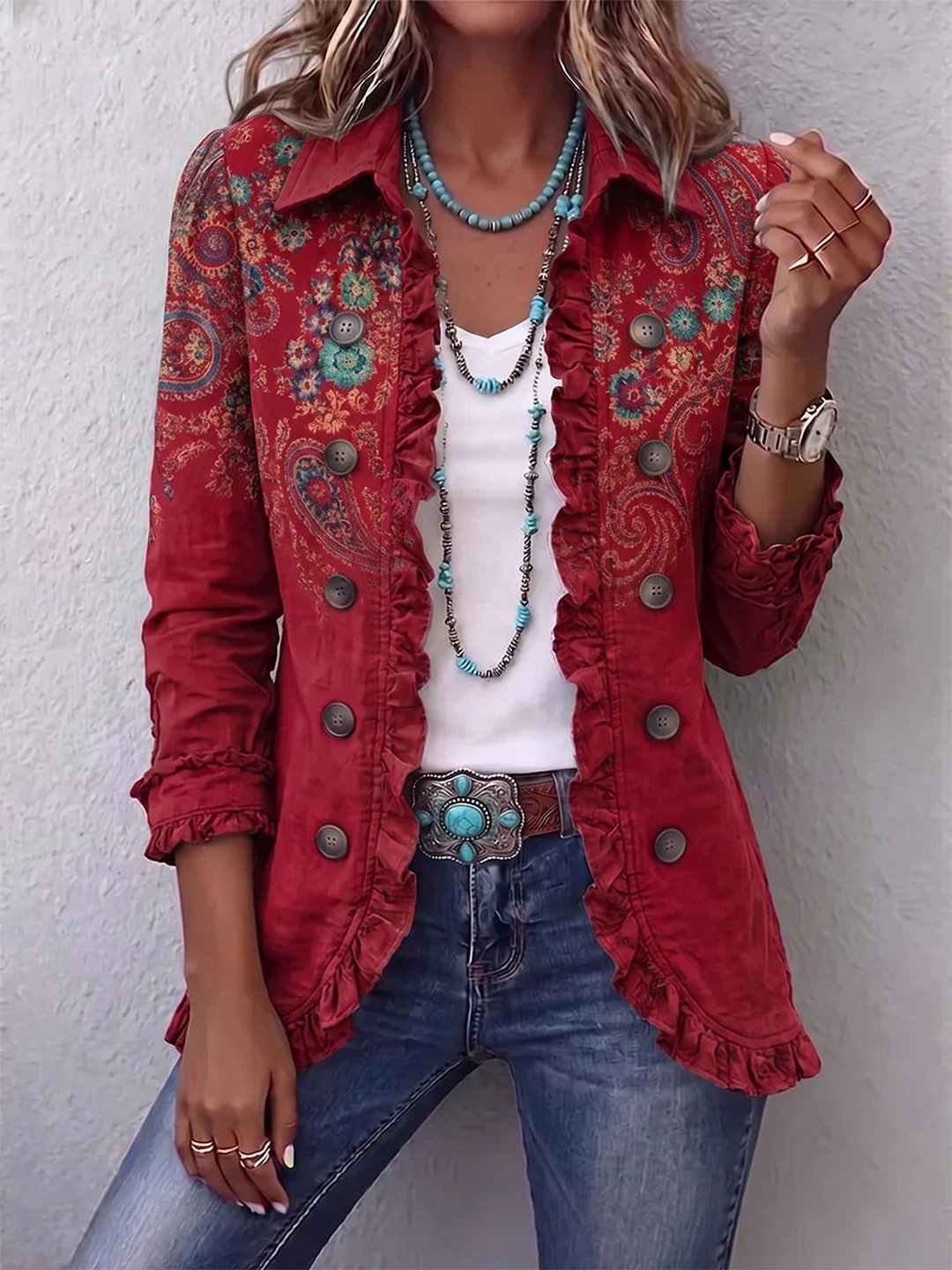 Rene | Bohemian Paisley Ruffle Jacket