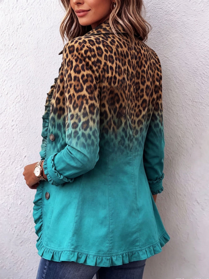 Odalique | Leopard Ombre Ruffle Blazer Jacket