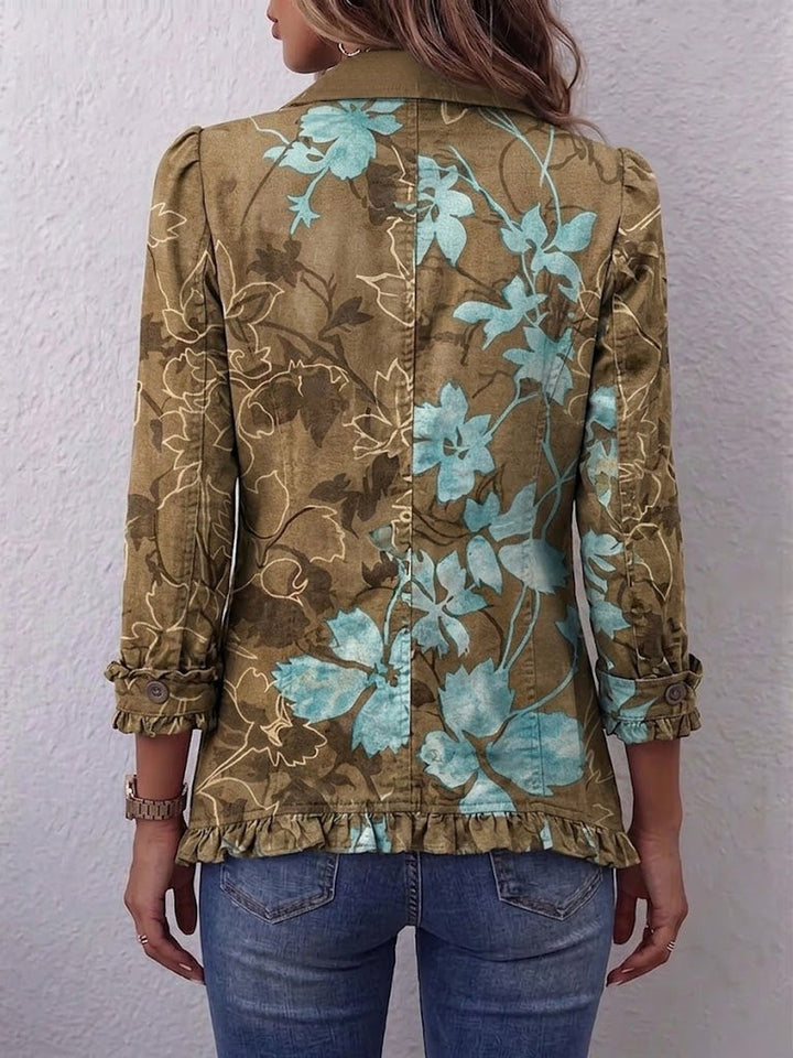 Bonita | Boho Gradient Vintage Floral Ruffle Jacket