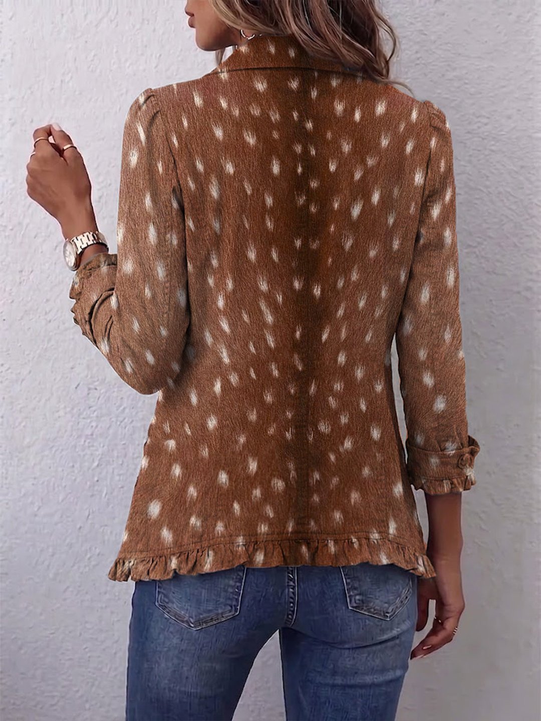 Juniper | Bohemian Animal-Print Ruffled Jacket